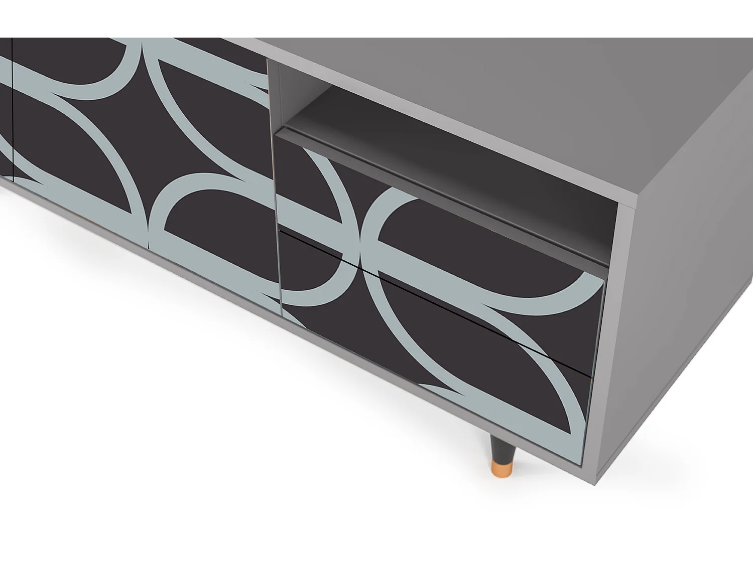 Meuble TV - 125х56х41 cm - T7 - Braided Blue, Gris