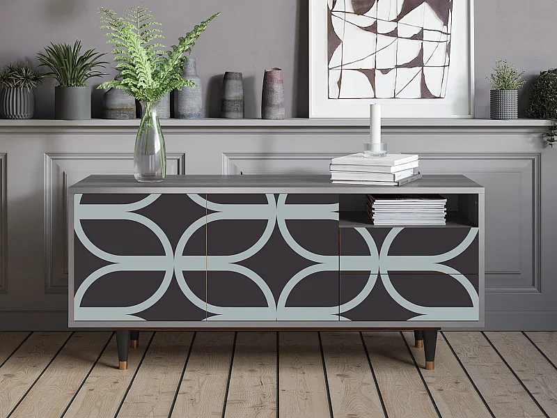 Szafka RTV - 125х56х41 cm - T7 - Braided Blue, Szary