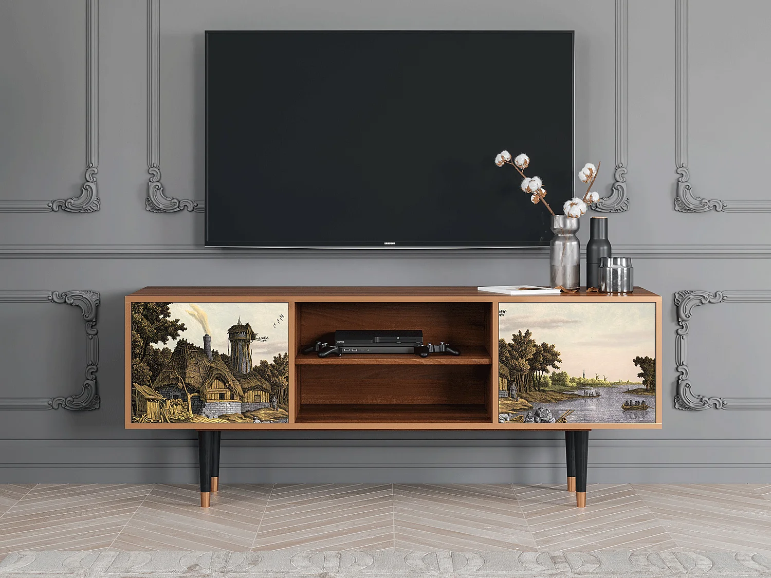 Meuble TV - 170х69х48 cm - T2 - Mill along a River, Noyer