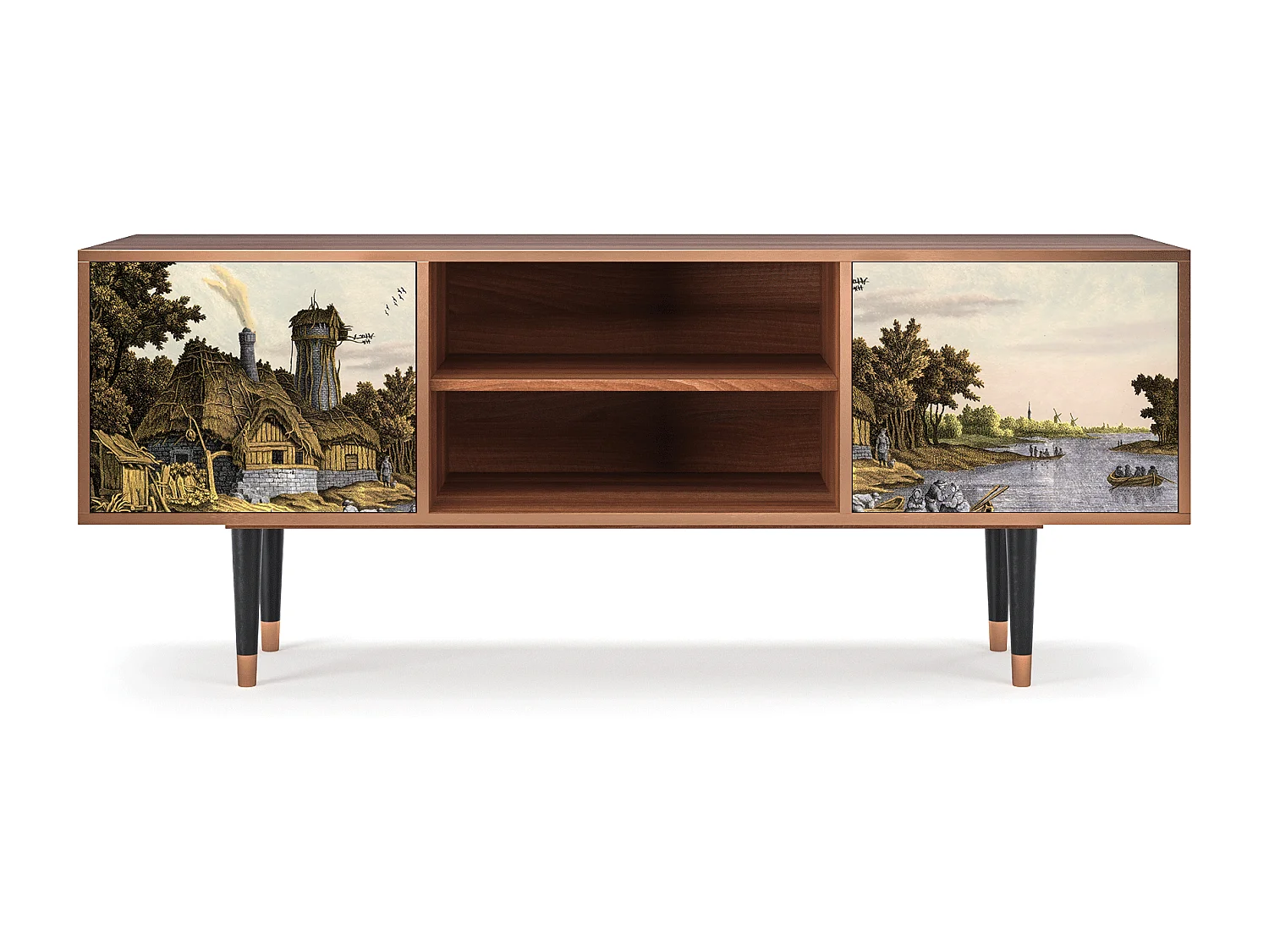 Szafka RTV - 170х69х48 cm - T2 - Mill along a River, Orzech