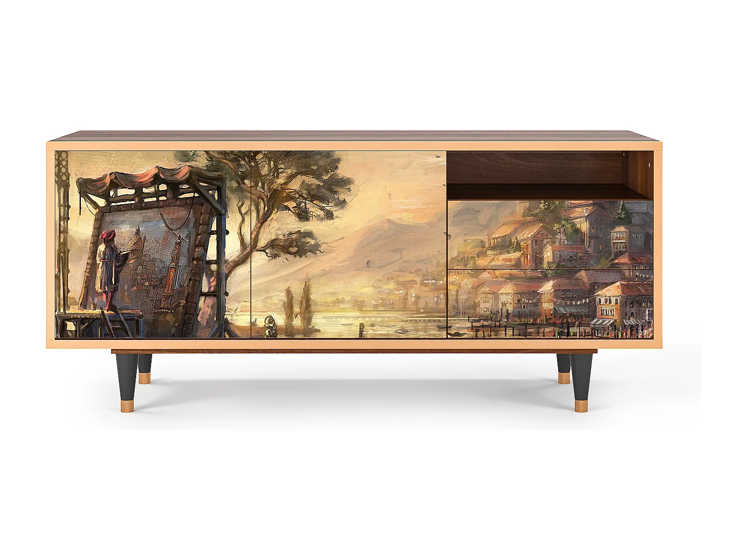 TV-Möbel - 125х56х41 cm - T7 - Venice, Walnuss