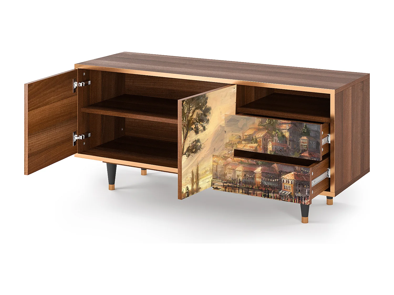 TV-Möbel - 125х56х41 cm - T7 - Venice, Walnuss