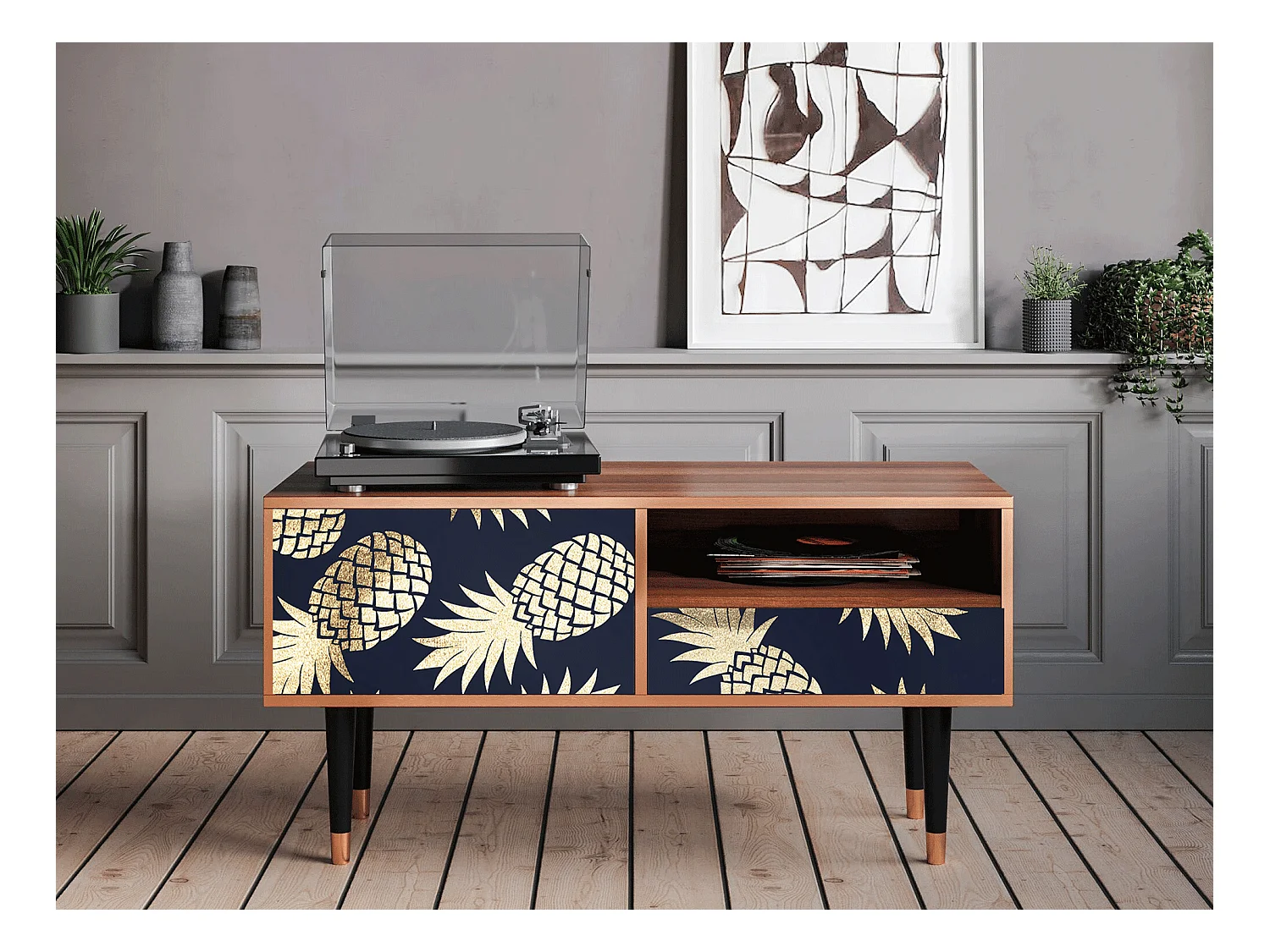 Meuble TV - 115х59х48 cm - T3 - Sunny Pineaple, Noyer