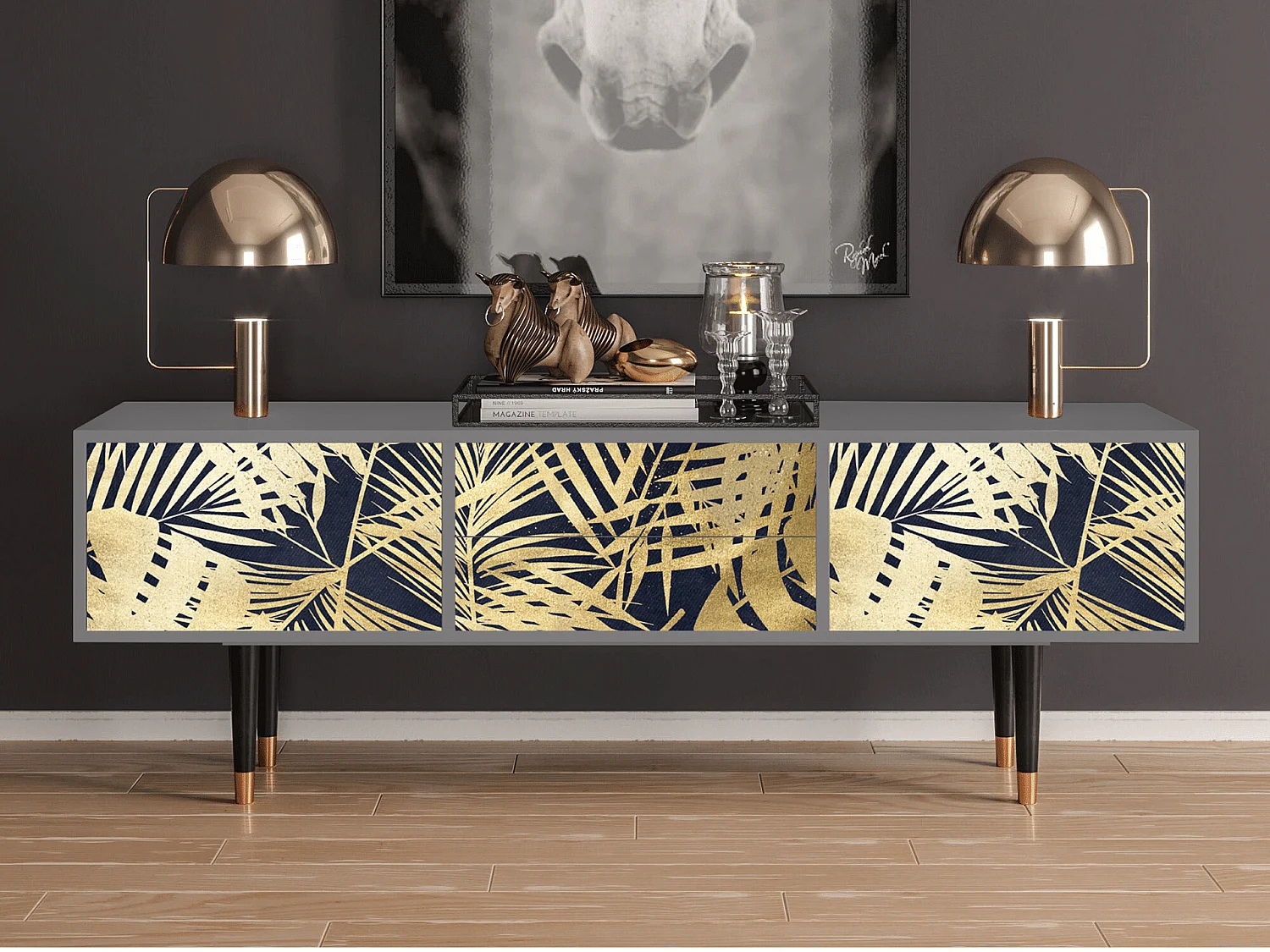 Mueble de TV - 170х59х48 cm - T4 - Jungle Vibes, Gris