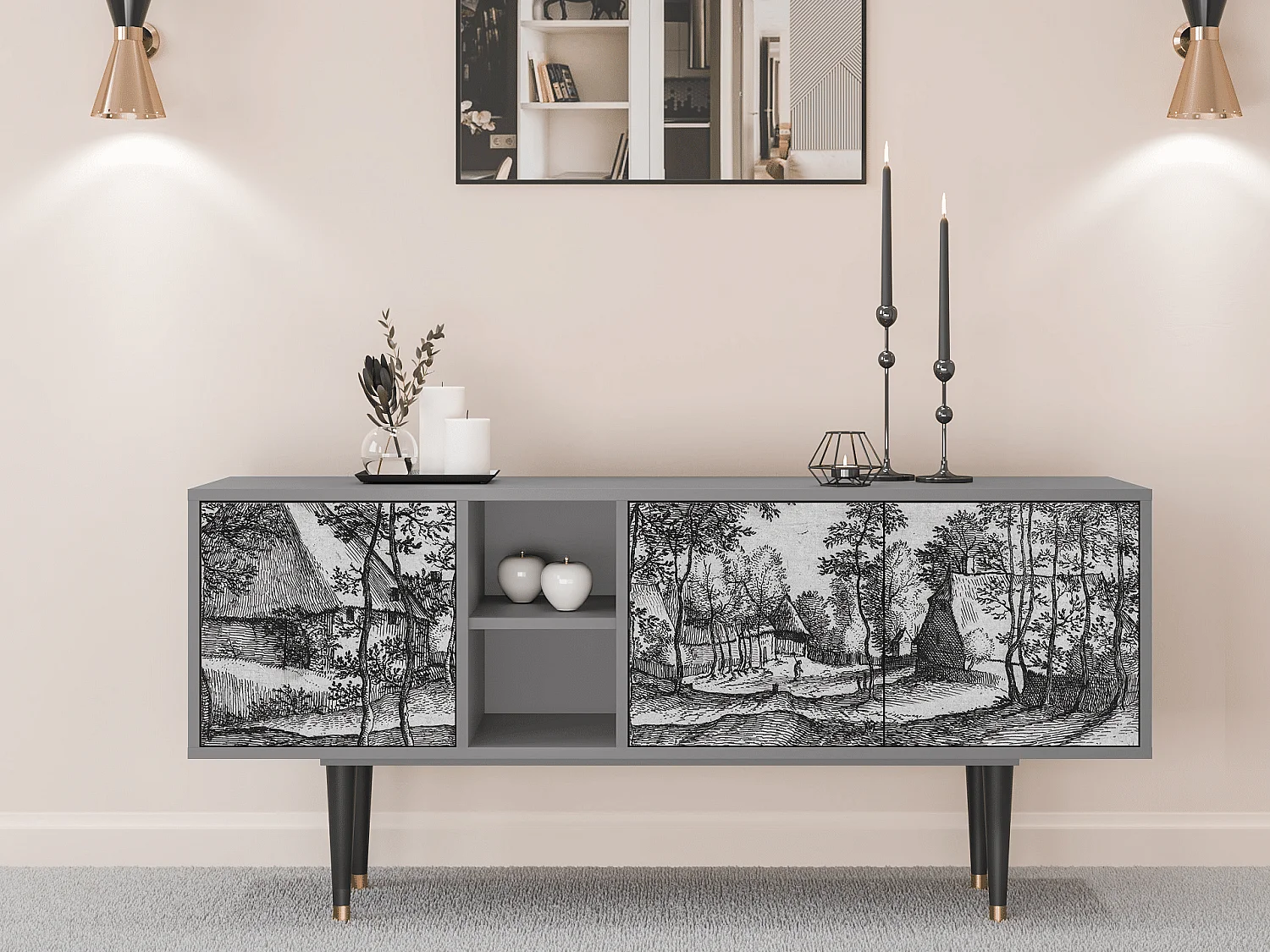 TV-meubel - 150х69х41 cm - T5 - Village Road, Grijs