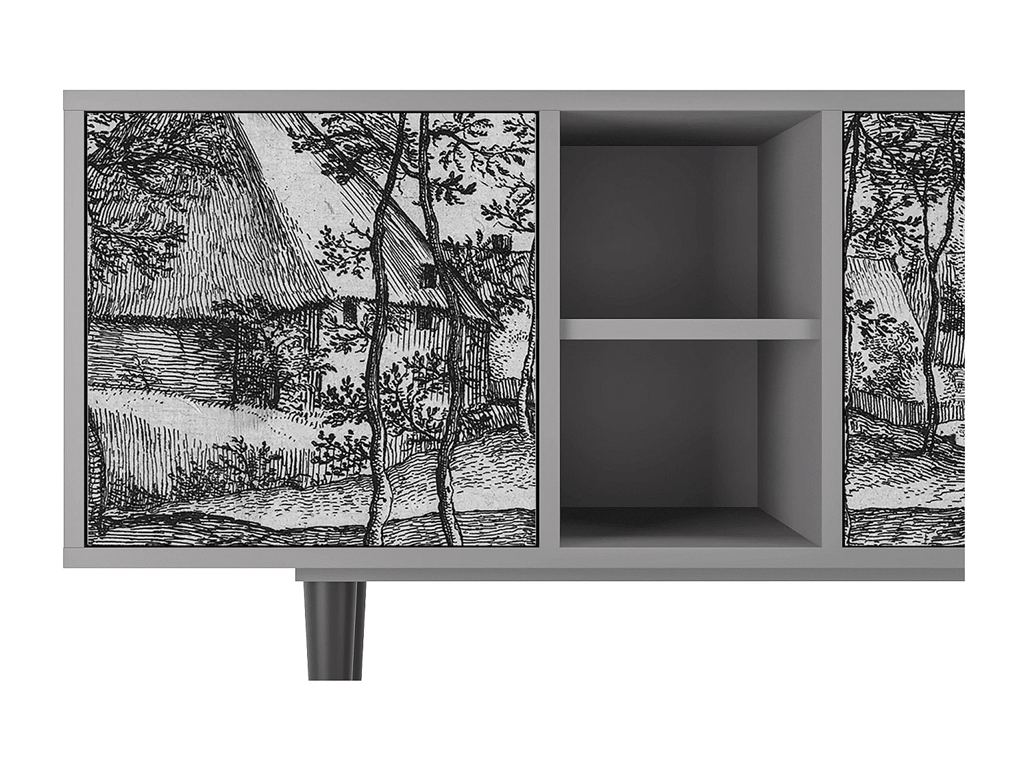 Mobile TV - 150х69х41 cm - T5 - Village Road, Grigio