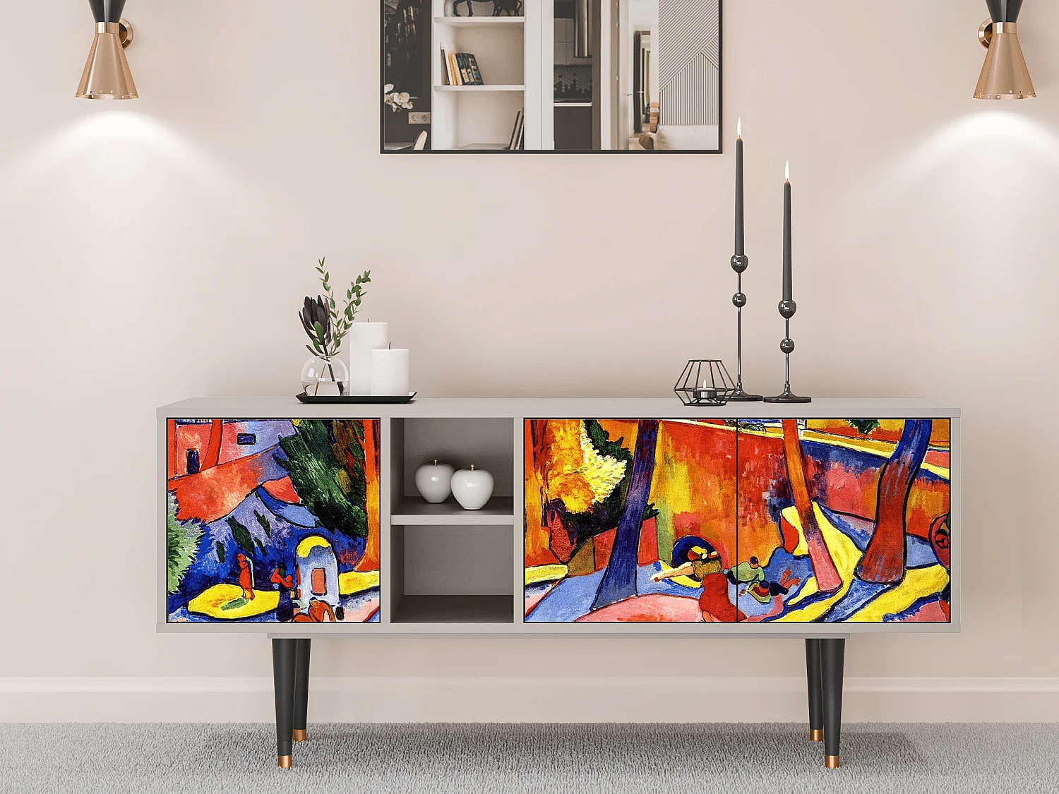 Szafka RTV - 150х69х41 cm - T5 - The Turning Road, Piaskowy