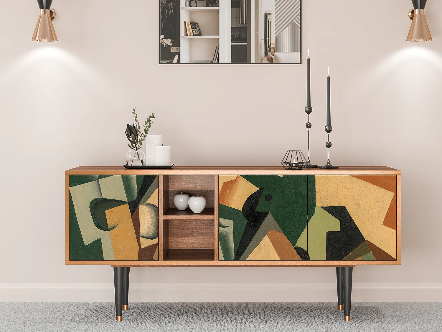 TV-Möbel - 150х69х41 cm - T5 - Glass and Checkerboard, Walnuss