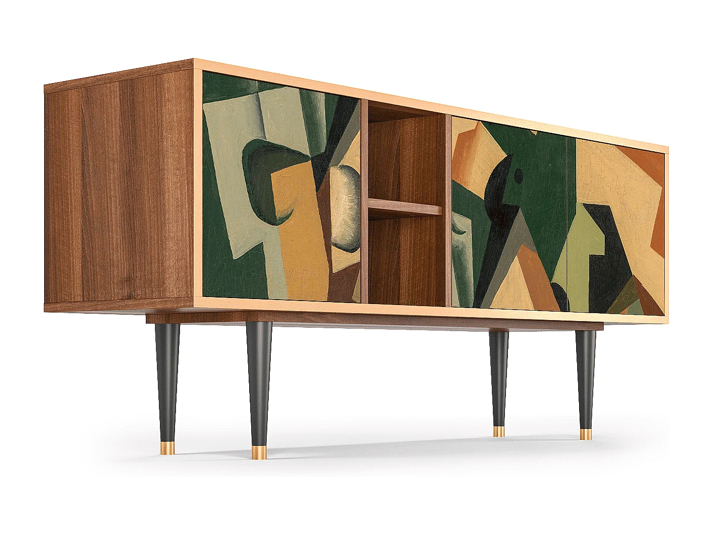 TV-Möbel - 150х69х41 cm - T5 - Glass and Checkerboard, Walnuss