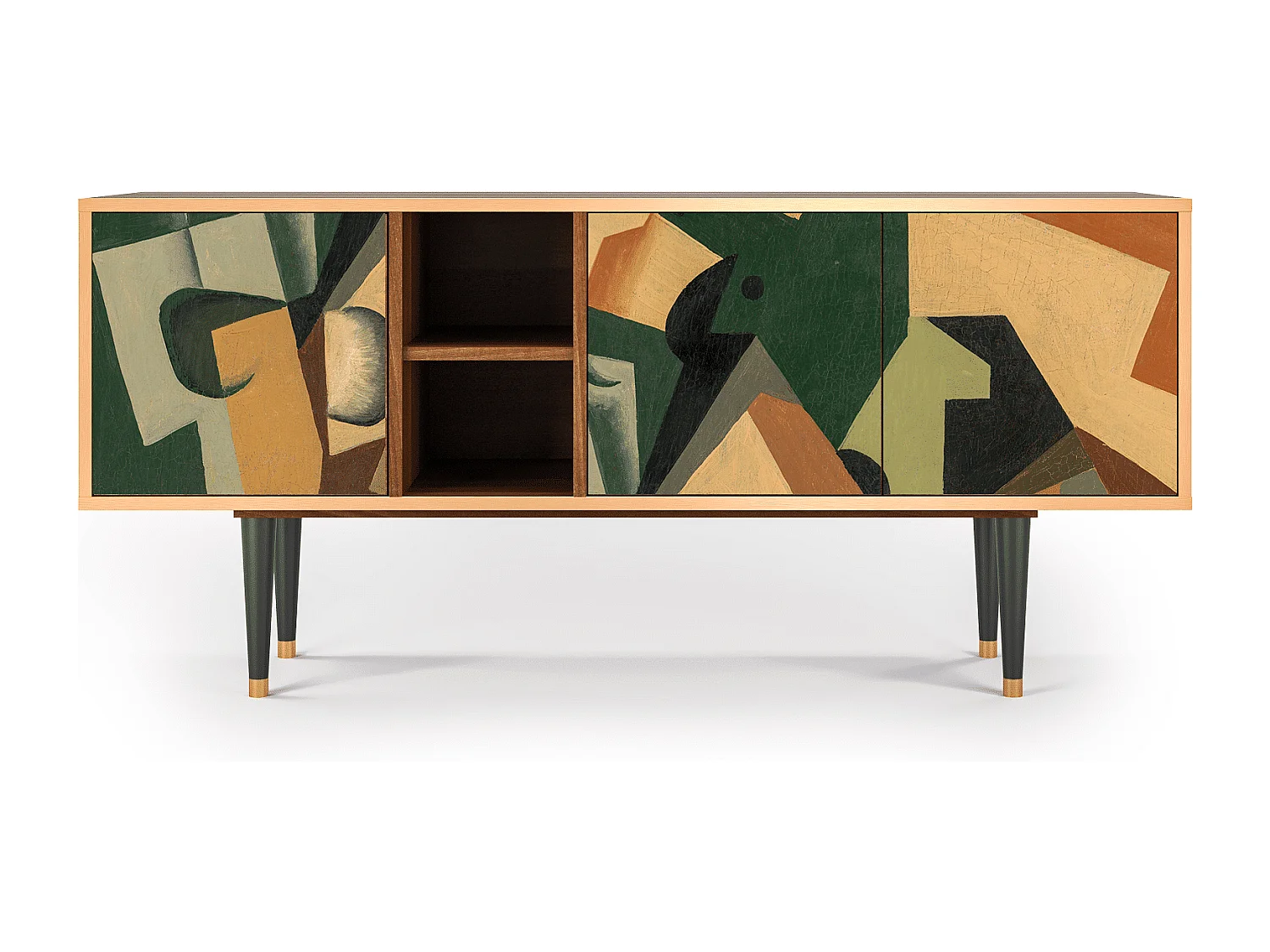 Meuble TV - 150х69х41 cm - T5 - Glass and Checkerboard, Noyer