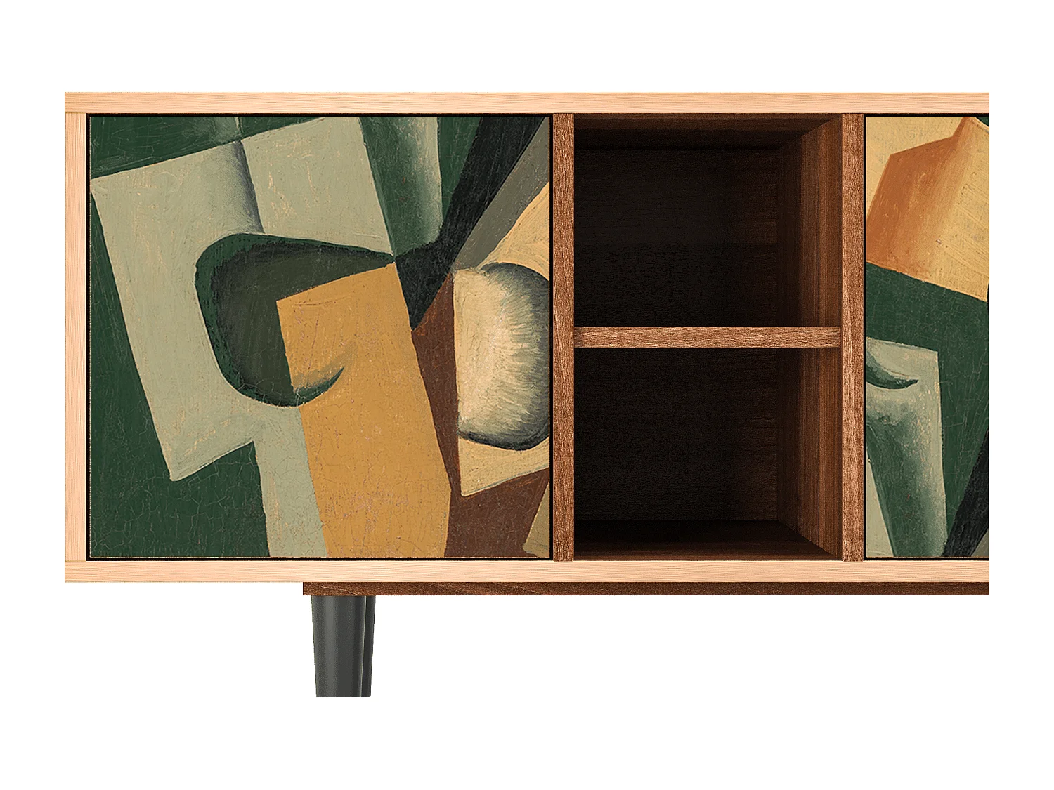 Meuble TV - 150х69х41 cm - T5 - Glass and Checkerboard, Noyer