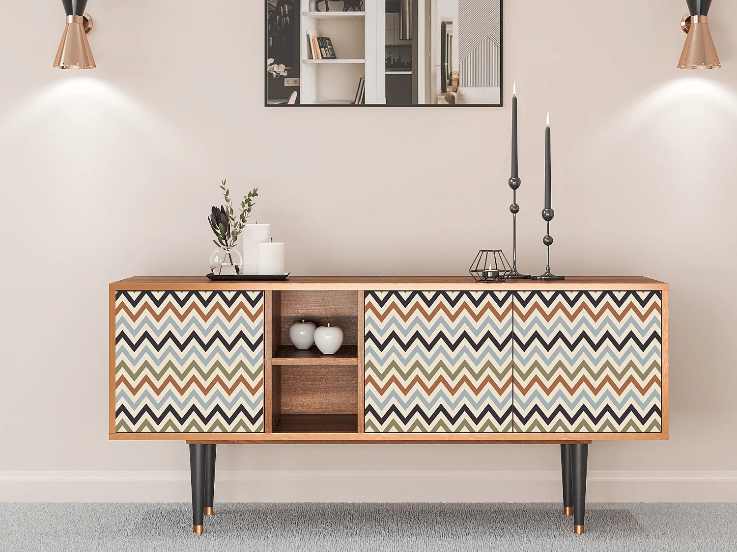 Mobile TV - 150х69х41 cm - T5 - Bright Ripple, Noce