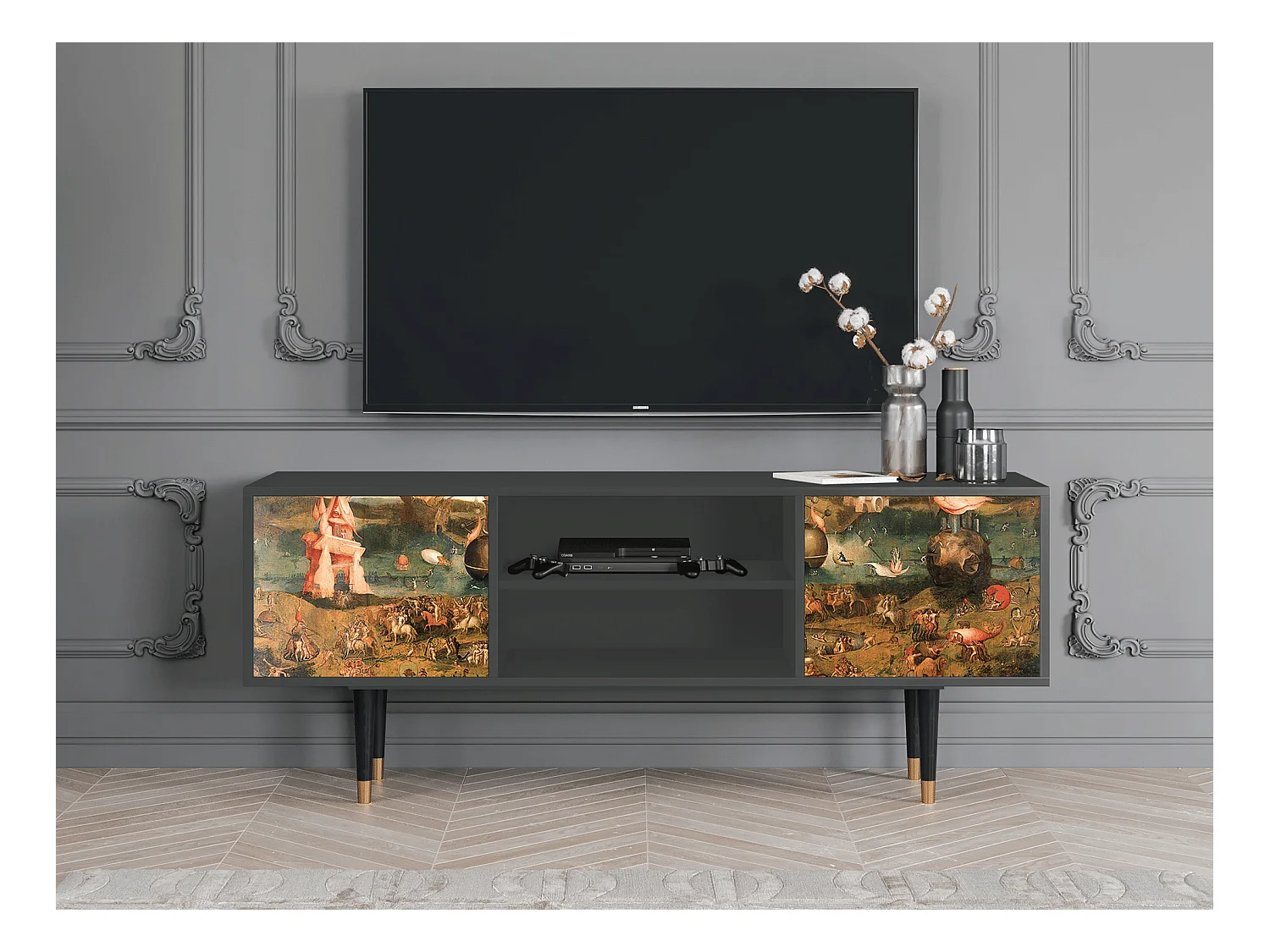 Meuble TV - 170х69х48 cm - T2 - Garden of Delights , Anthracite