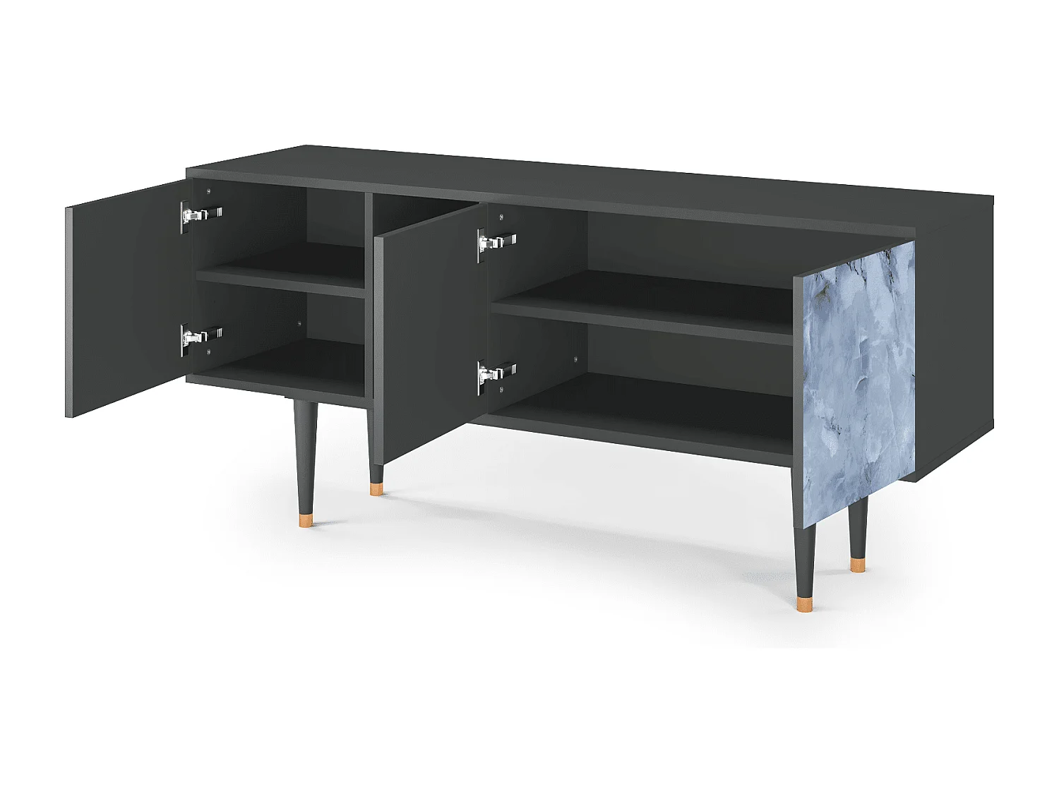 Szafka RTV - 150х69х41 cm - T5 - Feather Ice, Antracyt