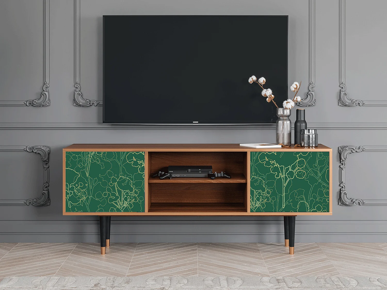 Mueble de TV - 170х69х48 cm - T2 - Emerald Forest, Nogueira