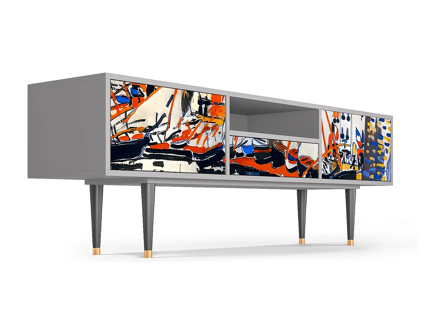 Meuble TV - 170х59х41 cm - T6 - Le Séchage des voiles , Gris