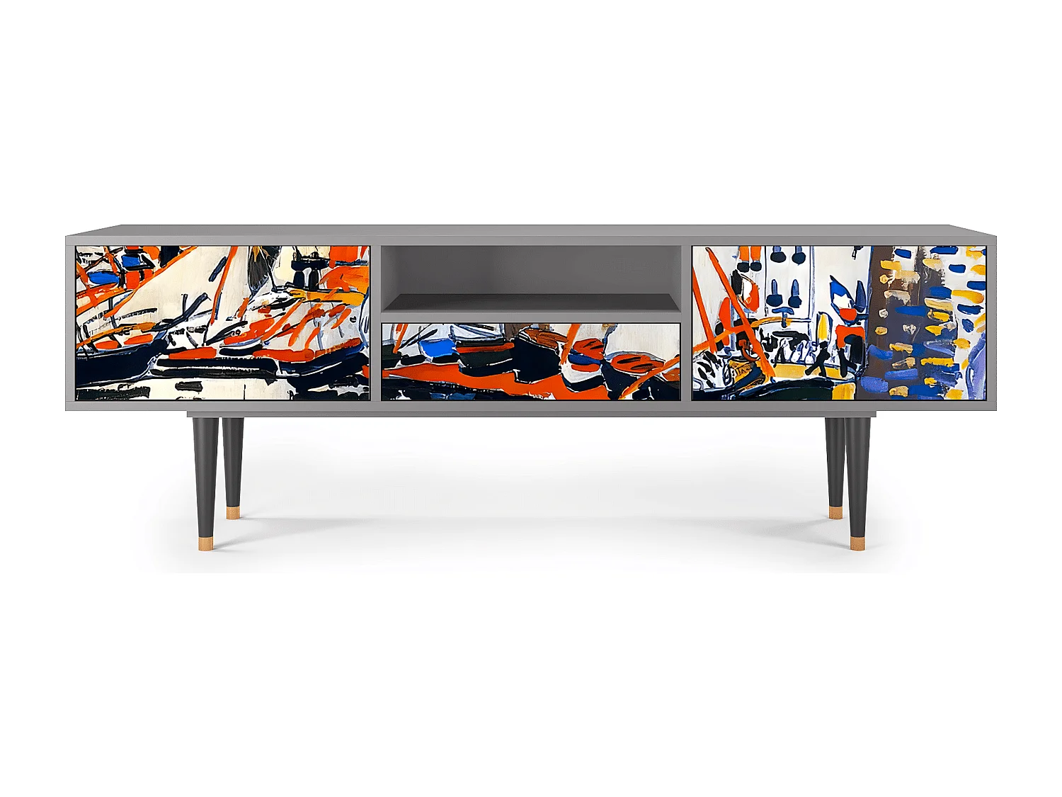 Szafka RTV - 170х59х41 cm - T6 - Le Séchage des voiles , Szary