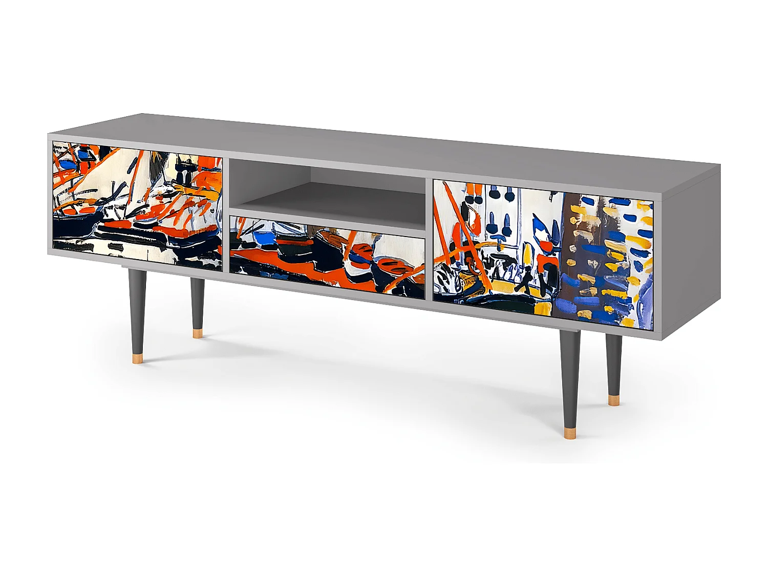 Szafka RTV - 170х59х41 cm - T6 - Le Séchage des voiles , Szary