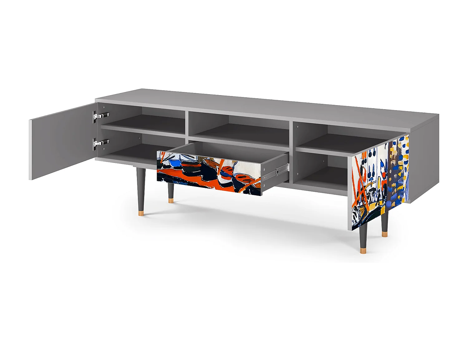 Szafka RTV - 170х59х41 cm - T6 - Le Séchage des voiles , Szary