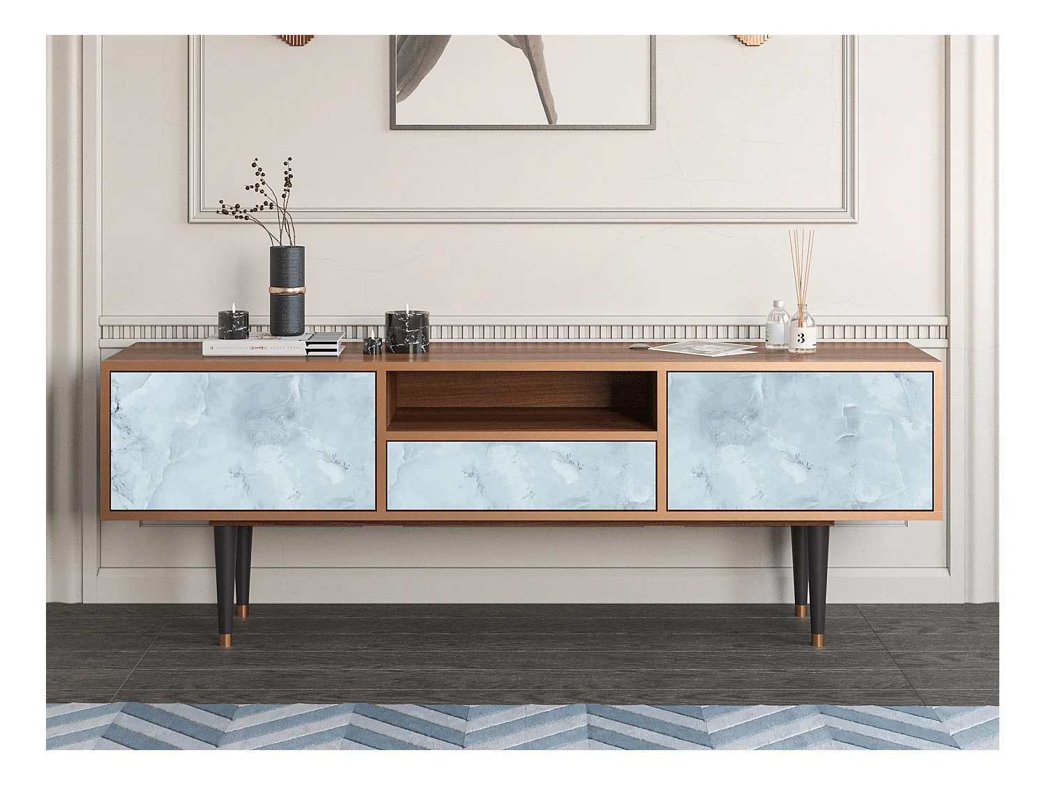 Meuble TV - 170х59х41 cm - T6 - Glacial Colour, Noyer