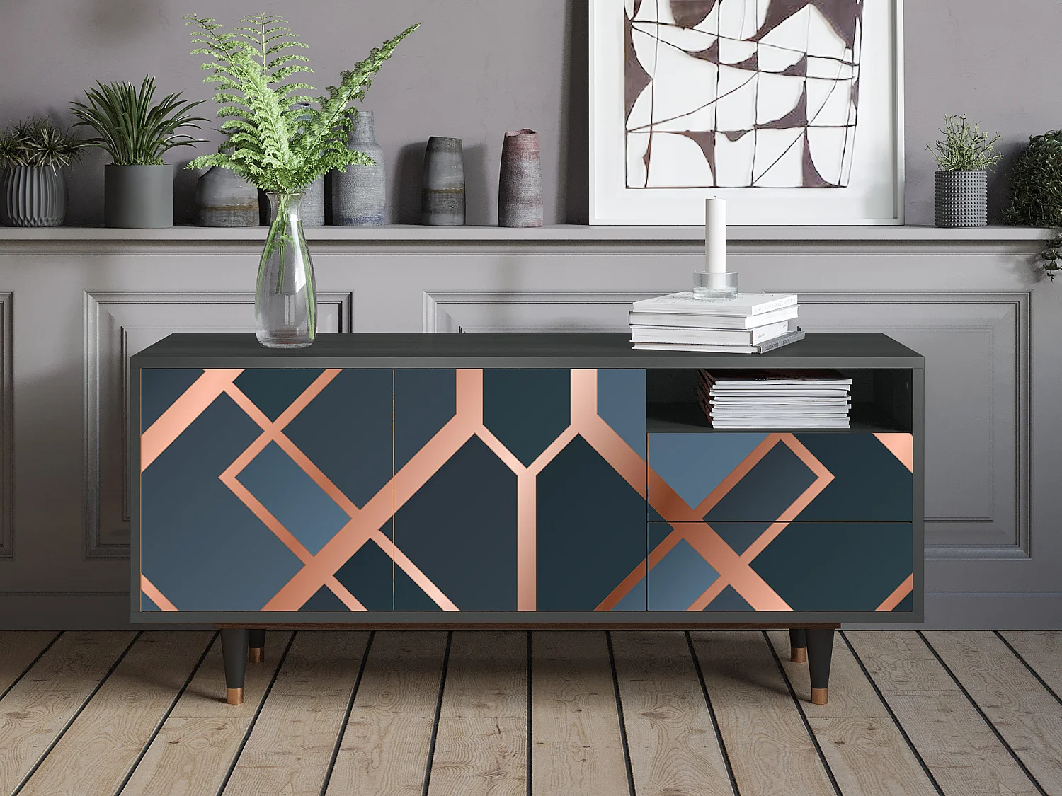 Szafka RTV - 125х56х41 cm - T7 - Ashy 1920', Antracyt