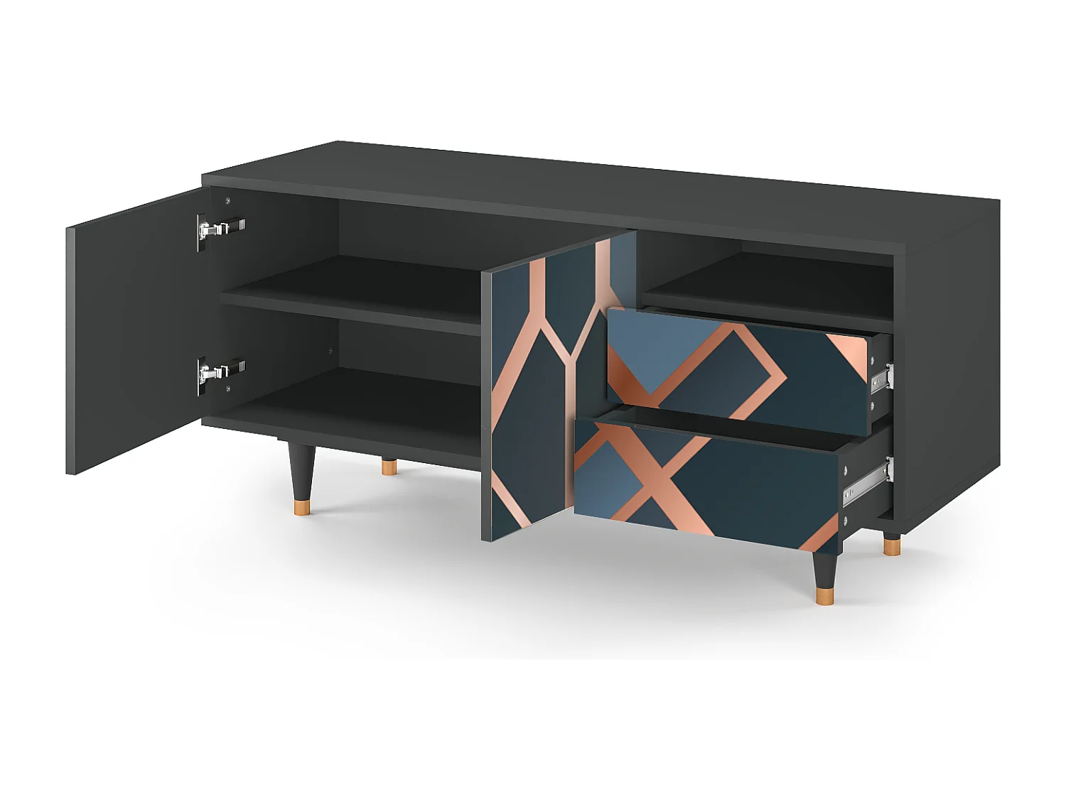 Szafka RTV - 125х56х41 cm - T7 - Ashy 1920', Antracyt