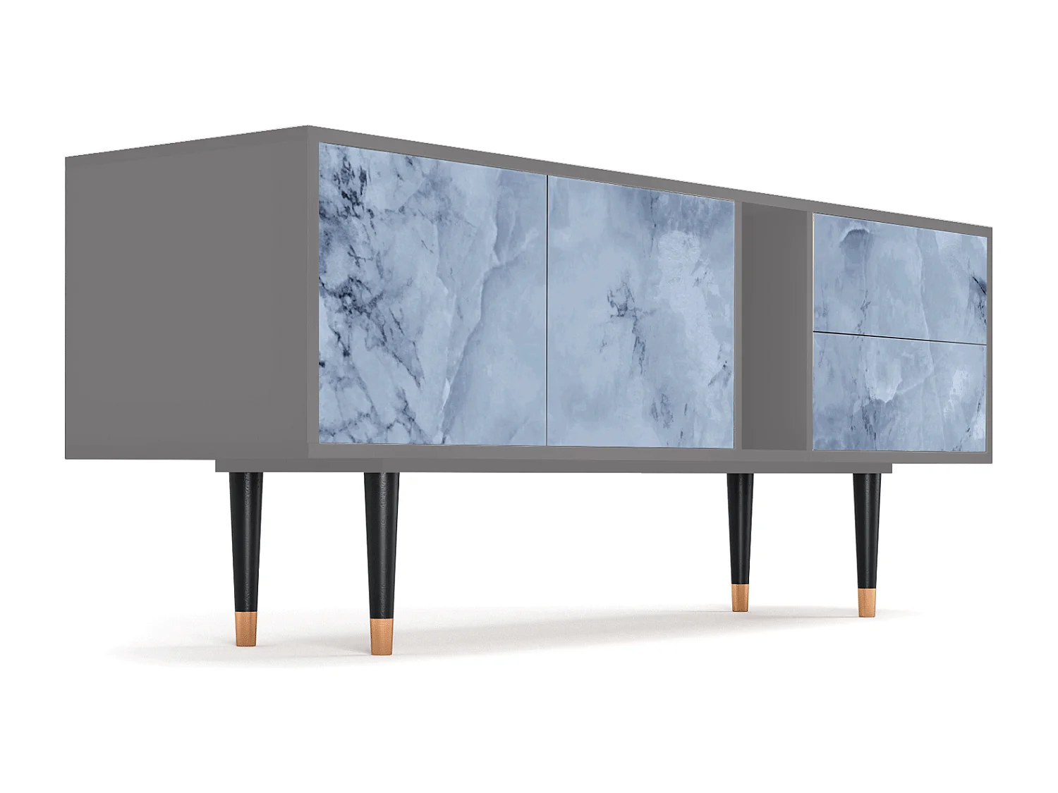 Szafka RTV - 170х69х48 cm - T1 - Feather Ice, Szary