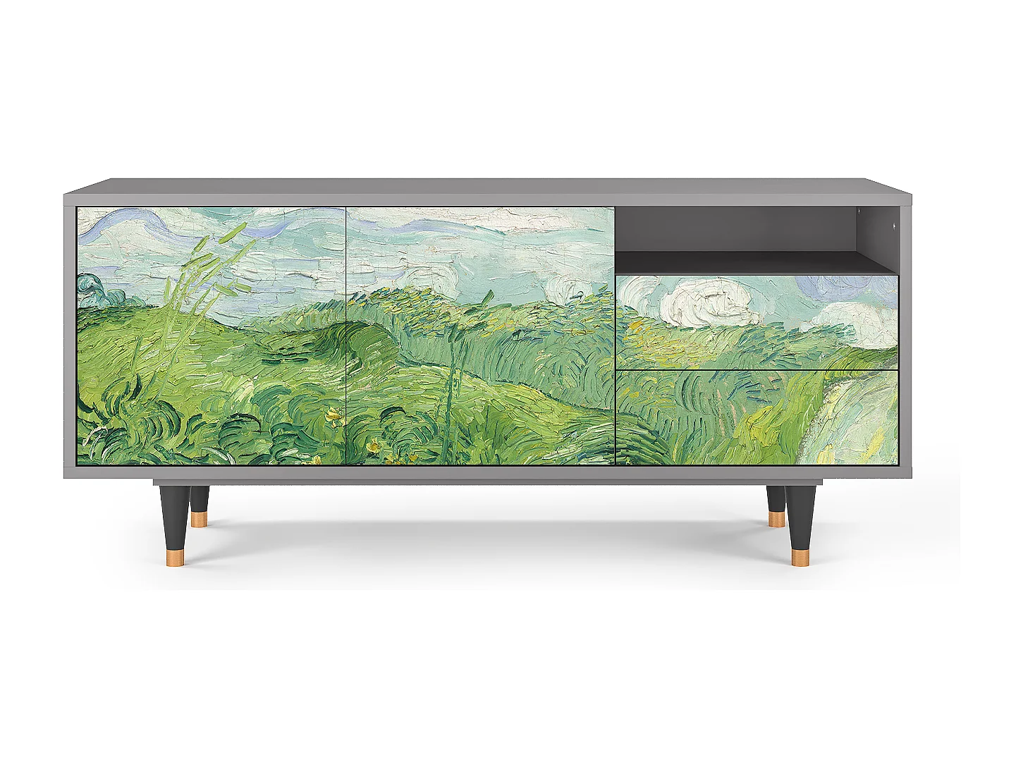 Meuble TV - 125х56х41 cm - T7 - Green Wheat Fields, Gris