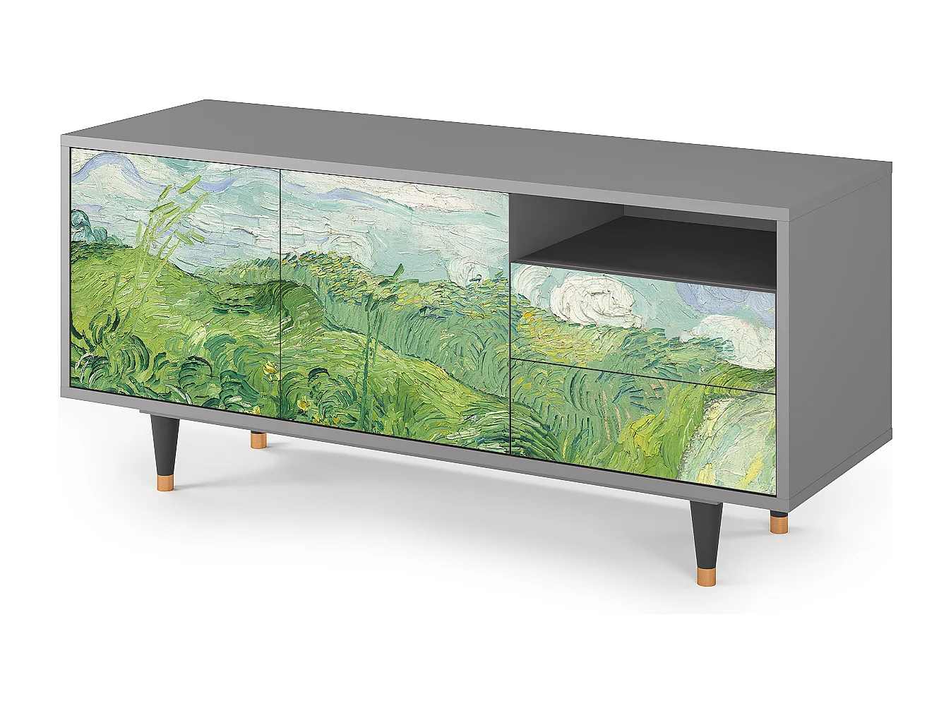 Meuble TV - 125х56х41 cm - T7 - Green Wheat Fields, Gris