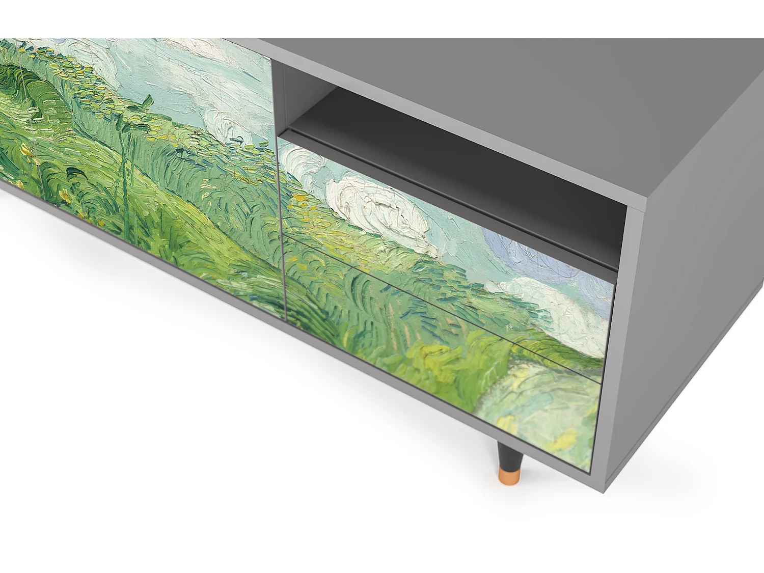 Meuble TV - 125х56х41 cm - T7 - Green Wheat Fields, Gris