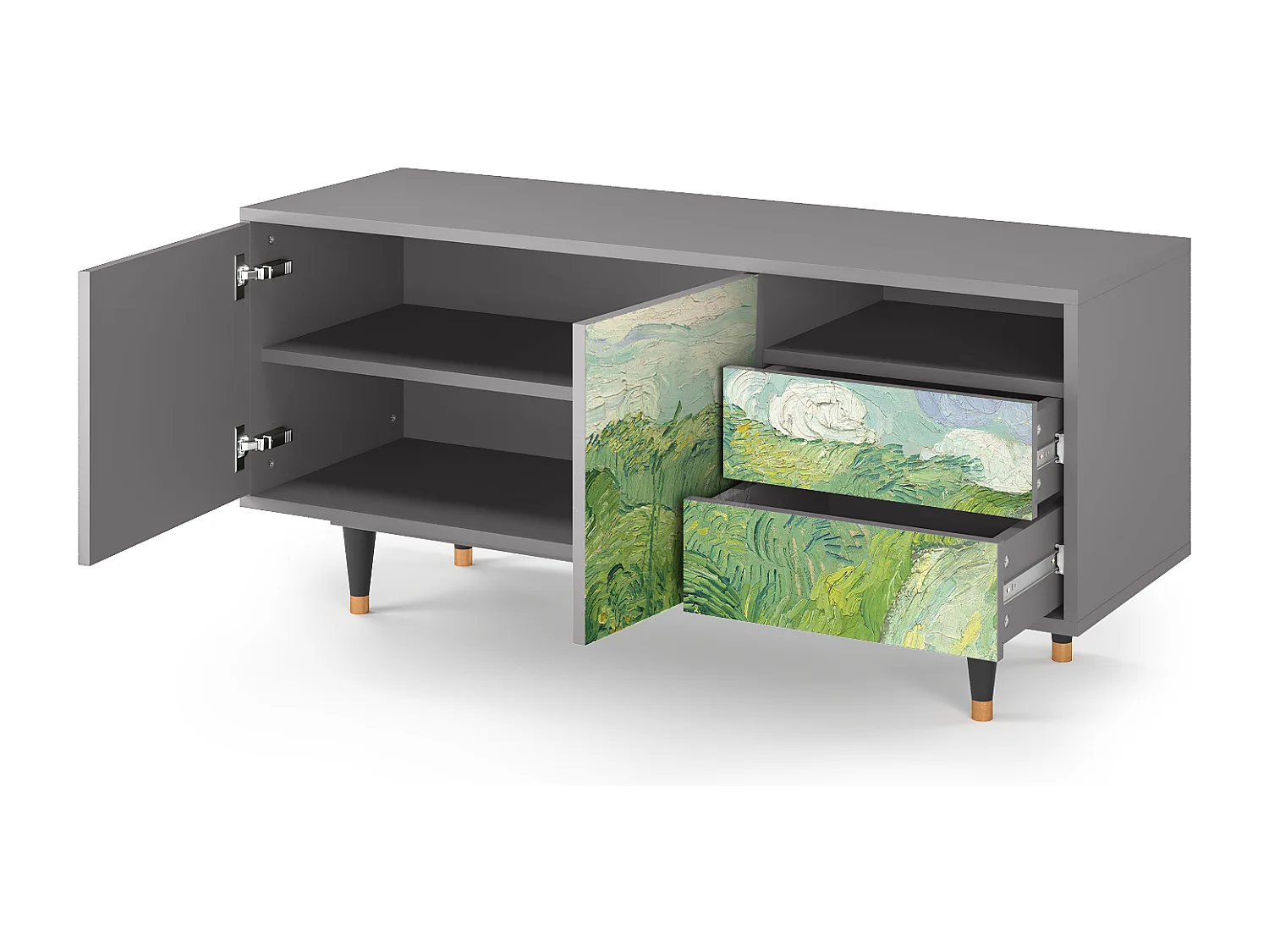 Mobile TV - 125х56х41 cm - T7 - Green Wheat Fields, Grigio