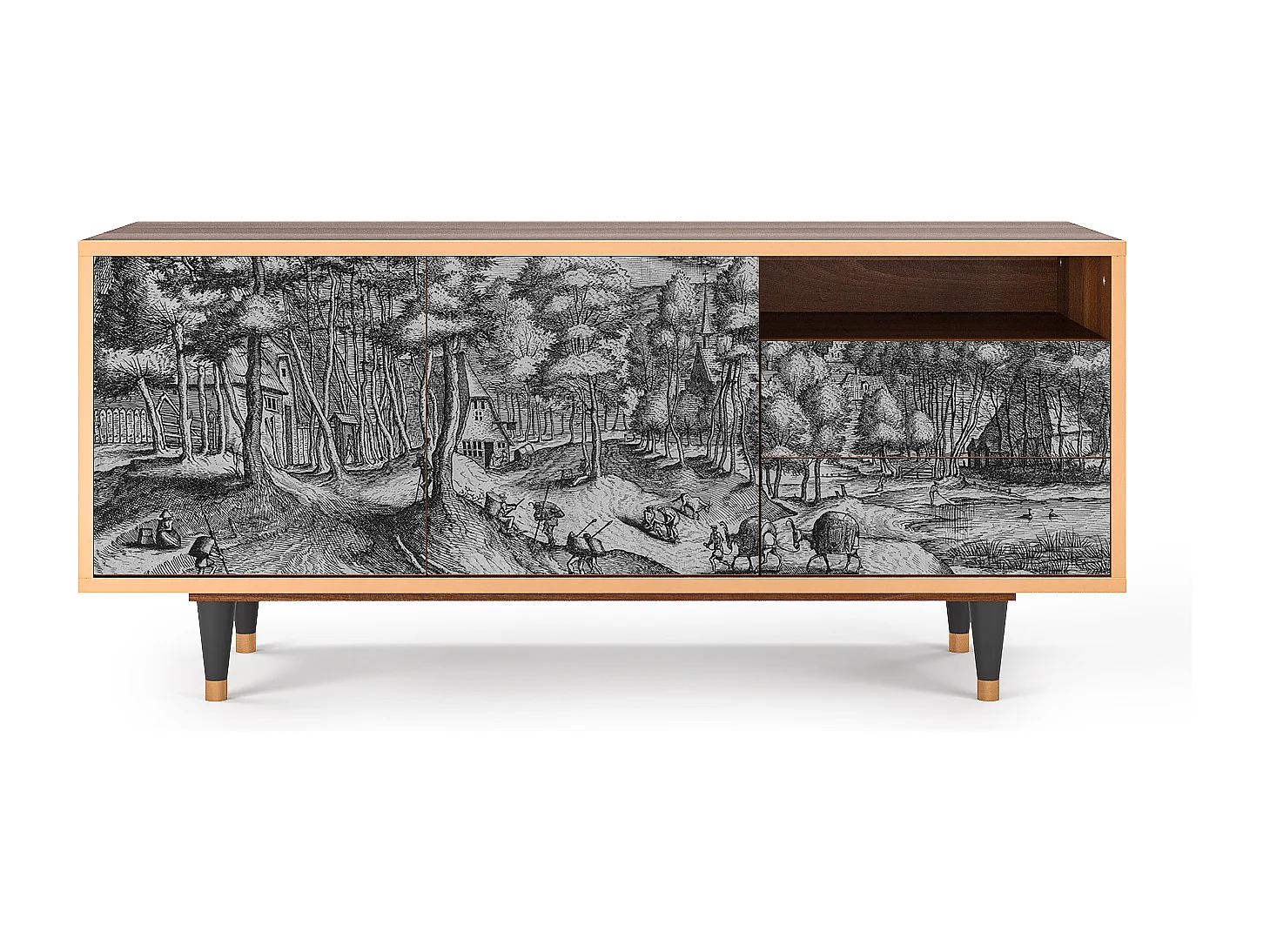 Meuble TV - 125х56х41 cm - T7 - Rusticorum, Noyer