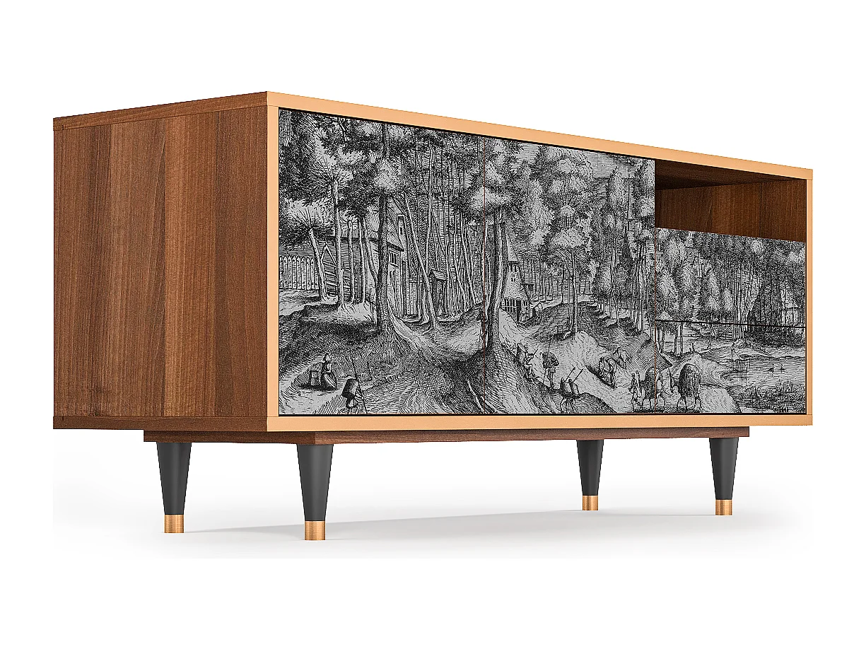 Meuble TV - 125х56х41 cm - T7 - Rusticorum, Noyer