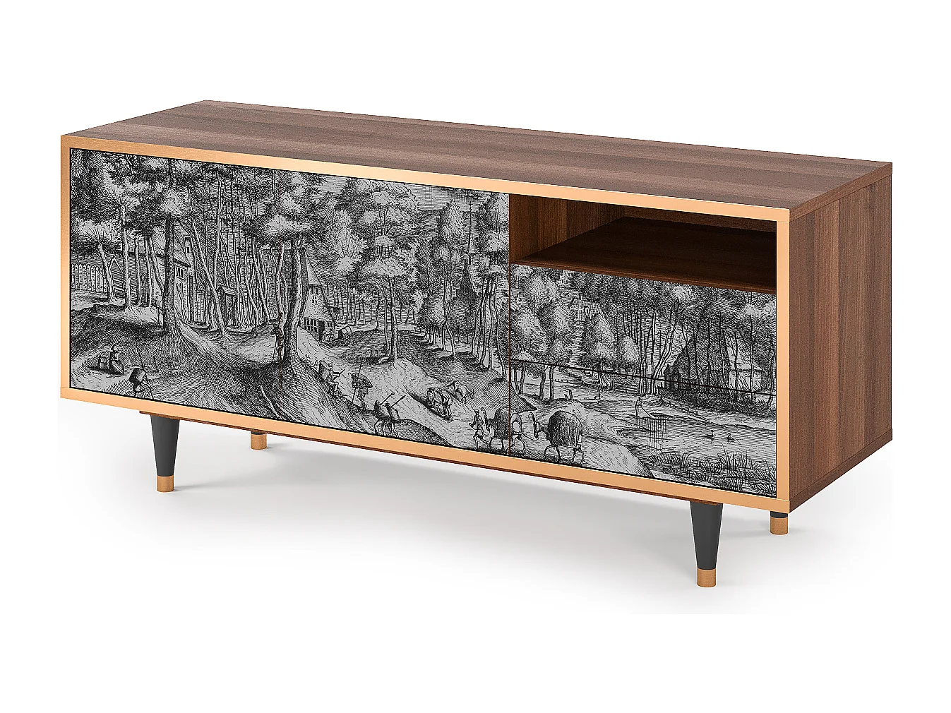 Meuble TV - 125х56х41 cm - T7 - Rusticorum, Noyer