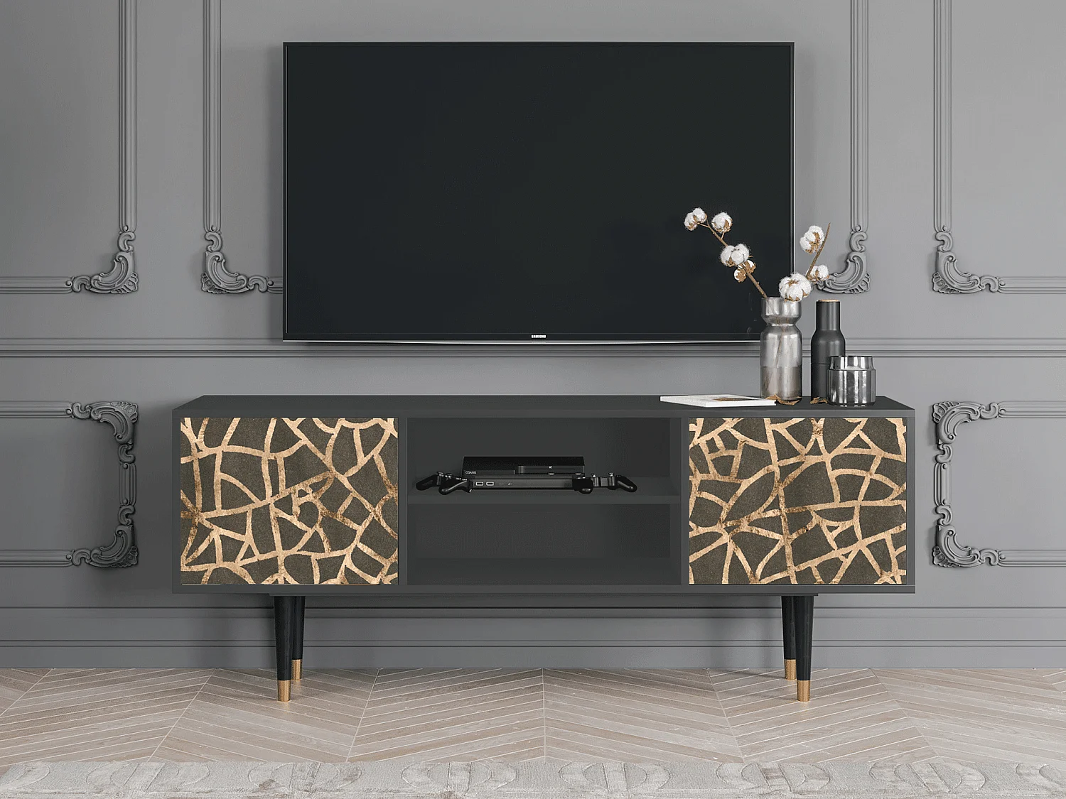 TV-meubel - 170х69х48 cm - T2 - Enlarged Leaf, Antraciet