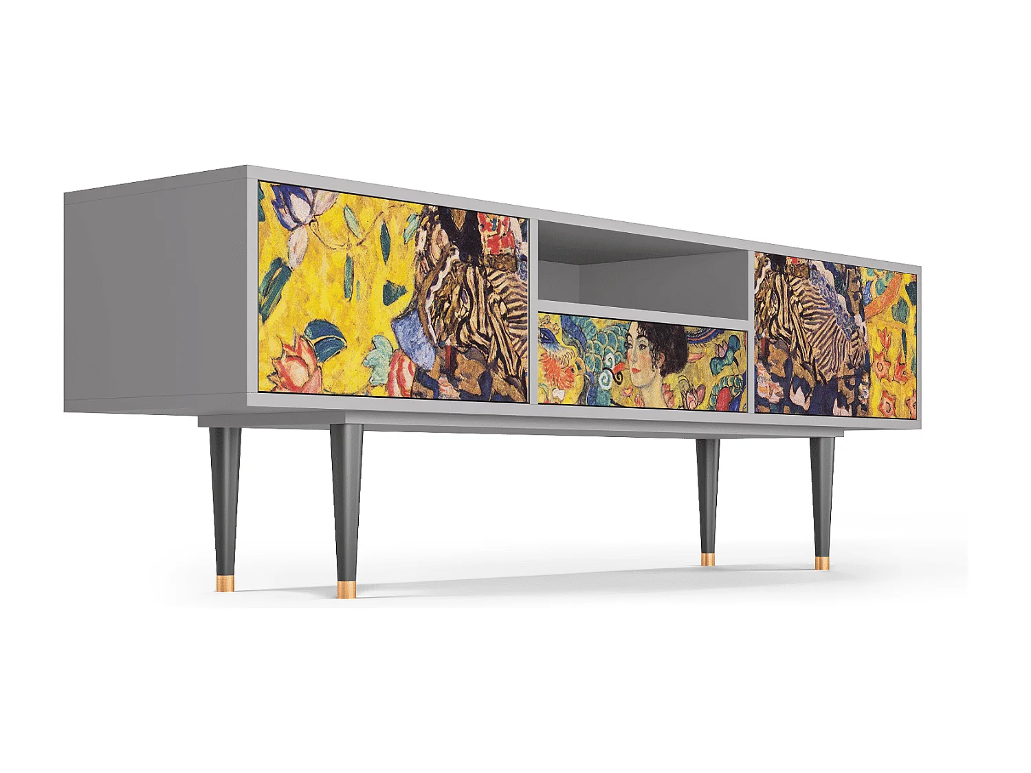 Meuble TV - 170х59х41 cm - T6 - Lady with Fan by Klimt, Gris