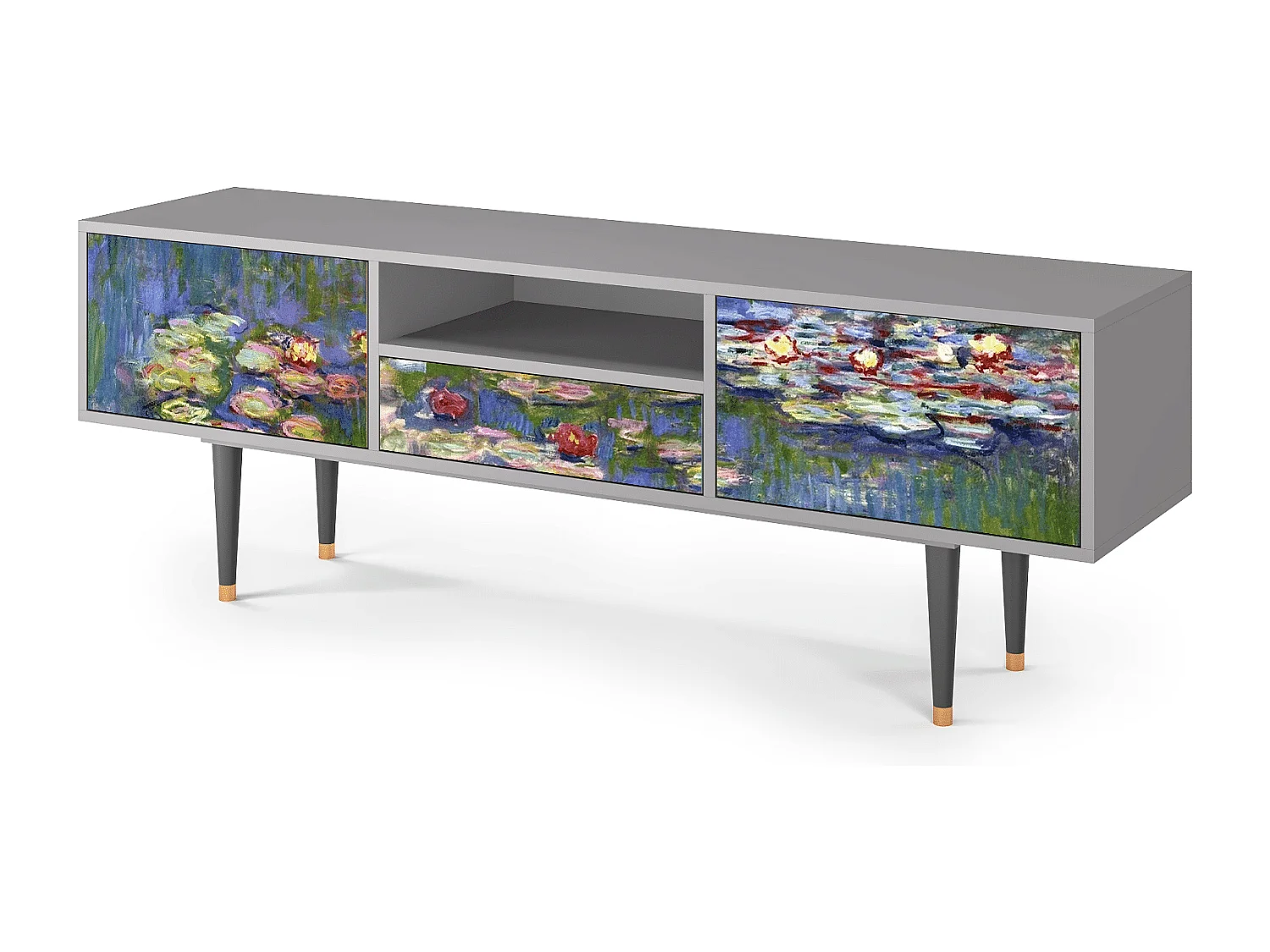 Meuble TV - 170х59х41 cm - T6 - The water lily pond  , Gris