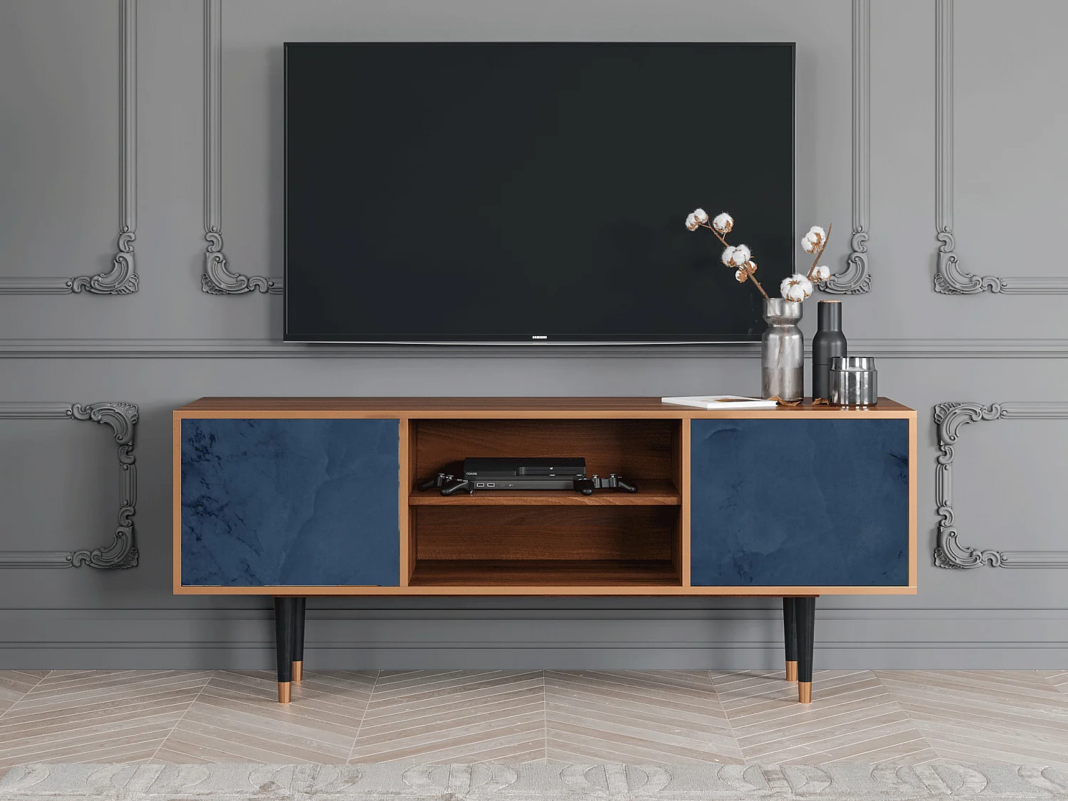 Meuble TV - 170х69х48 cm - T2 - Endless Galaxi, Noyer