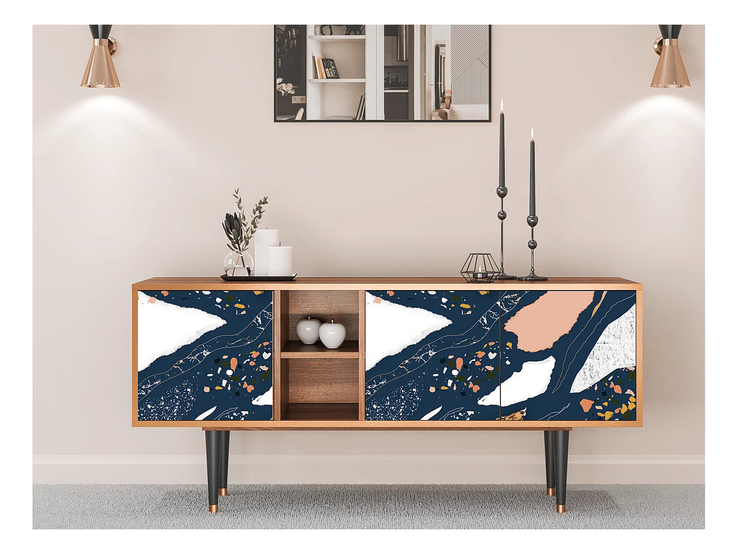 Meuble TV - 150х69х41 cm - T5 - Nude Iceberg, Noyer