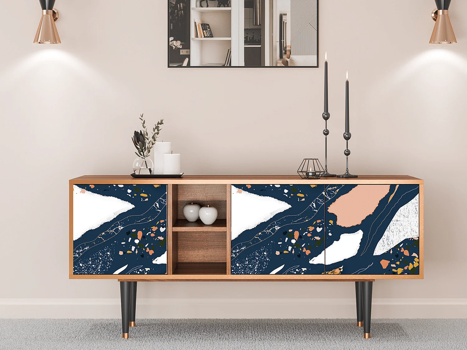 Mobile TV - 150х69х41 cm - T5 - Nude Iceberg, Noce