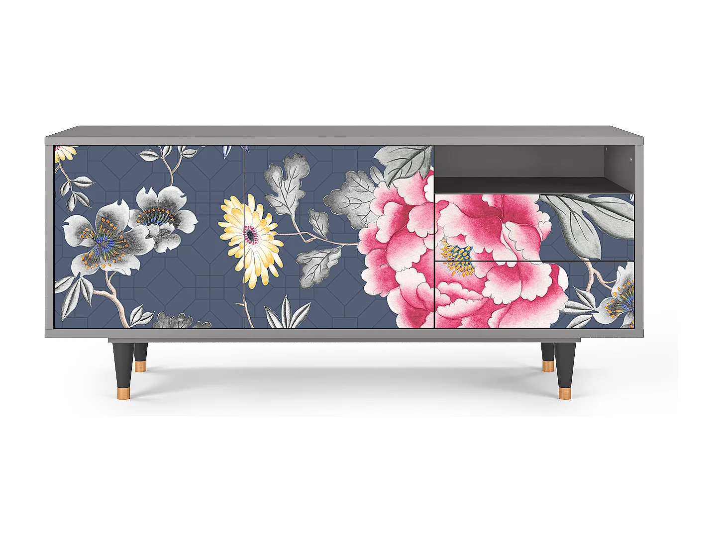 TV-Möbel - 125х56х41 cm - T7 - Dark Flower Bed, Grau