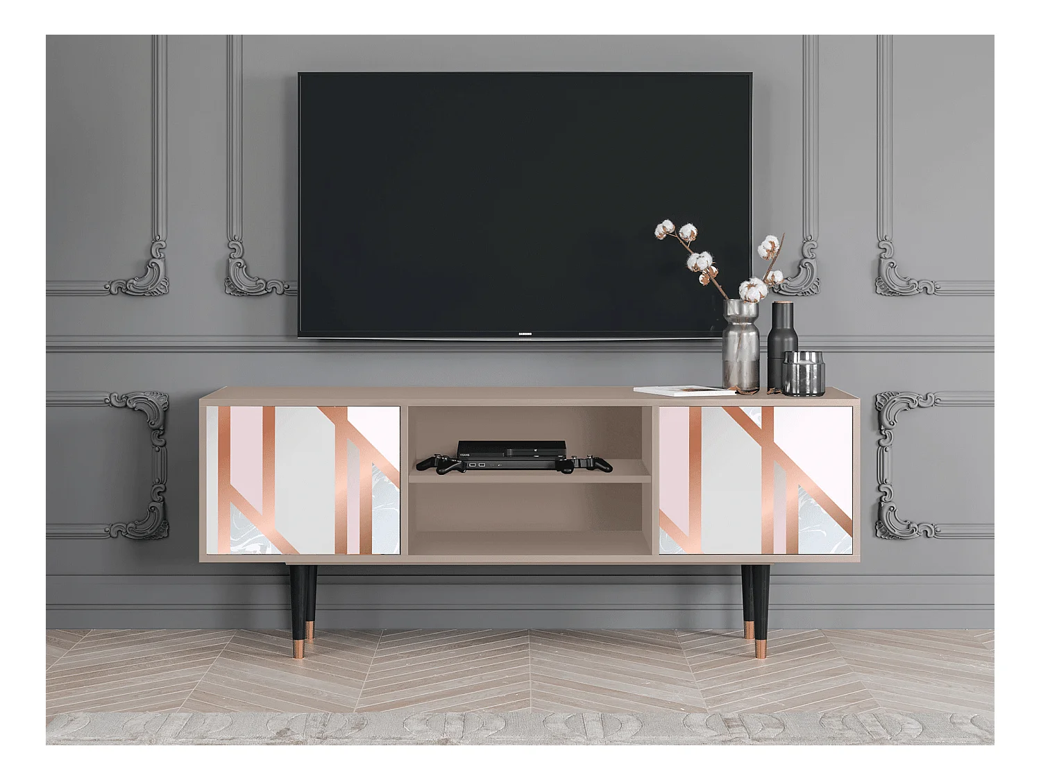 Meuble TV - 170х69х48 cm - T2 - Champagne Story, Latte