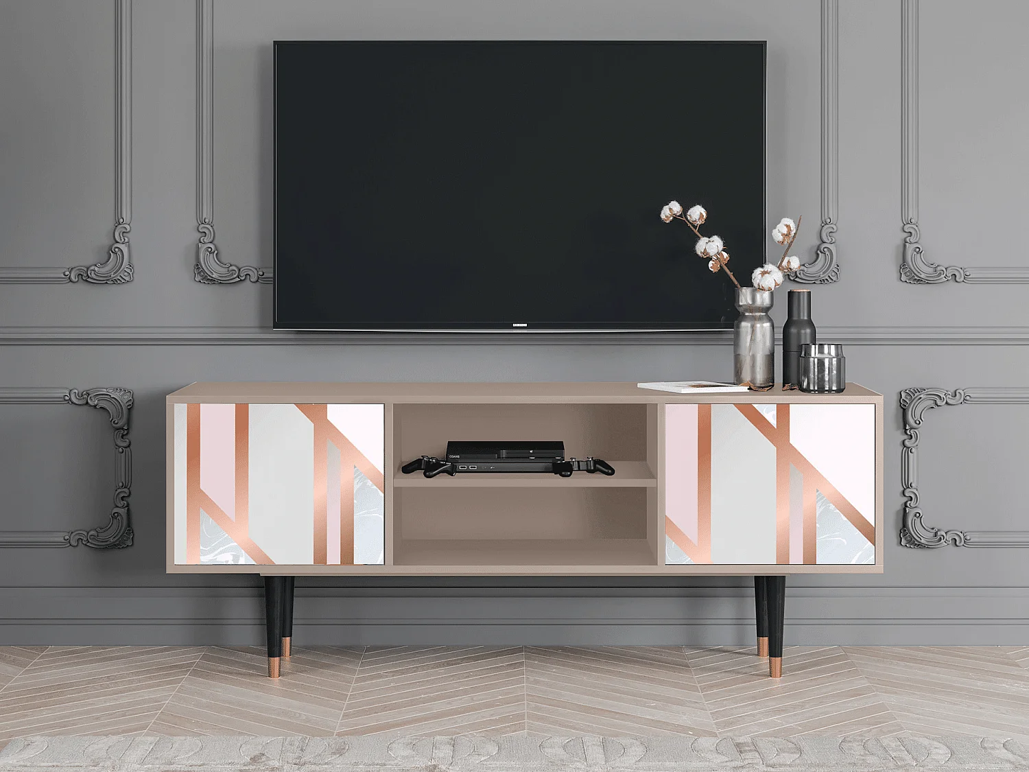 Mobile TV - 170х69х48 cm - T2 - Champagne Story, Latte