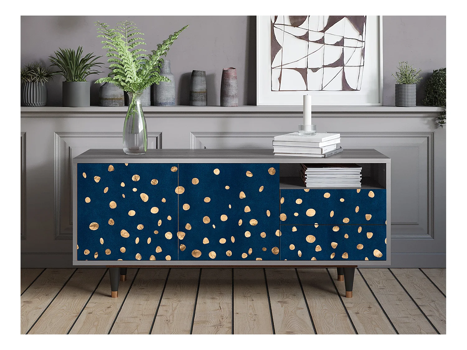 TV-Möbel - 125х56х41 cm - T7 - Night Skies, Grau