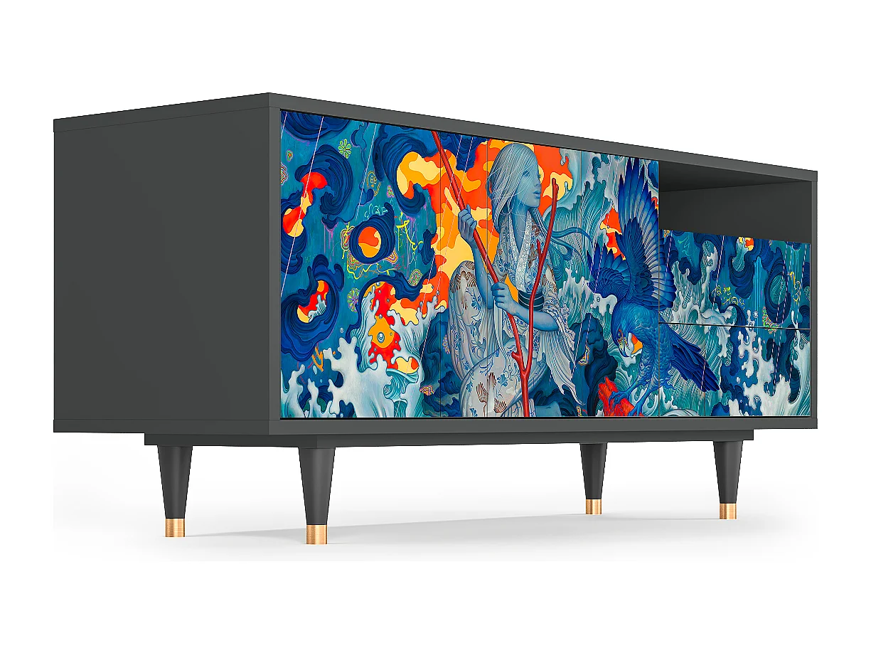 Meuble TV - 125х56х41 cm - T7 - The Girl - James Jean, Anthracite