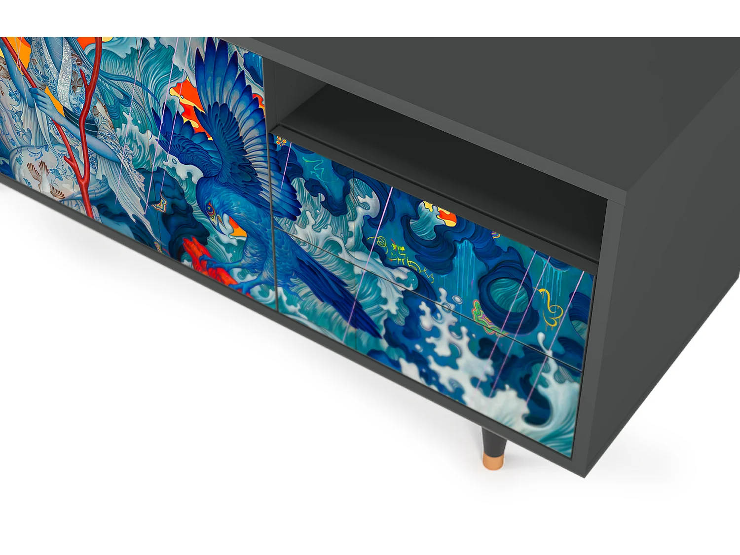 Meuble TV - 125х56х41 cm - T7 - The Girl - James Jean, Anthracite