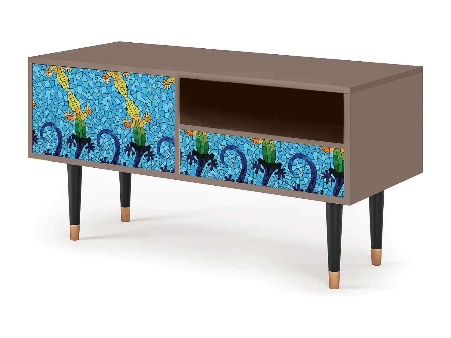 Meuble TV - 115х59х48 cm - T3 - Gaudi's Lizard, Latte