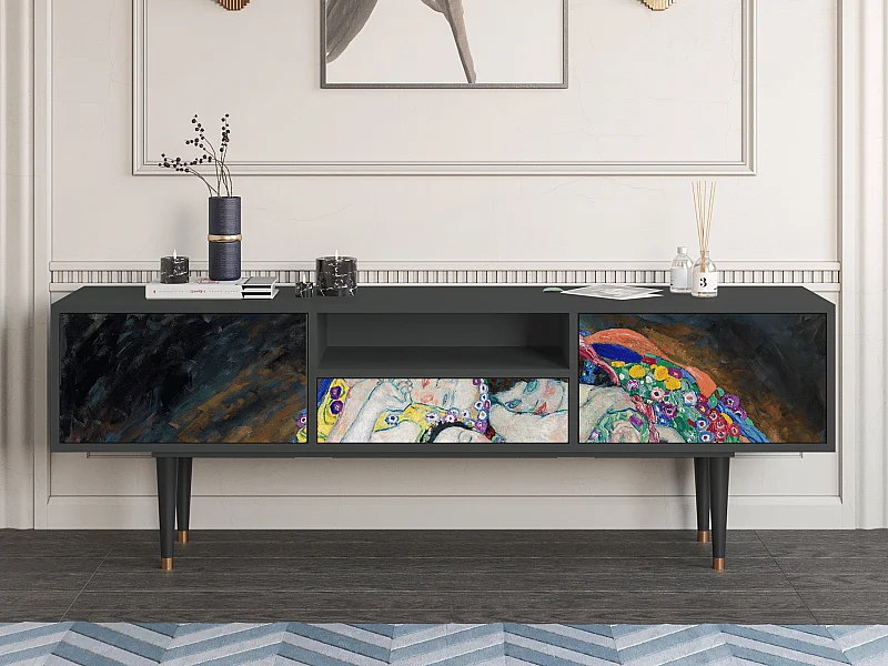 Szafka RTV - 170х59х41 cm - T6 - The Maiden by Klimt, Antracyt