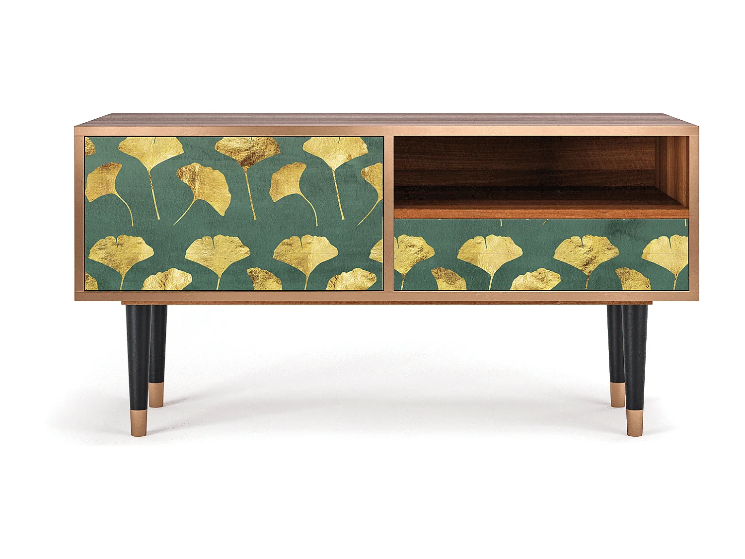 Meuble TV - 115х59х48 cm - T3 - Gingko leaves, Noyer