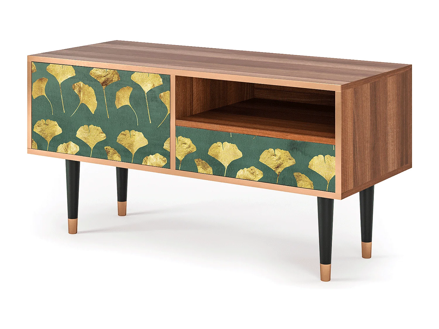 Meuble TV - 115х59х48 cm - T3 - Gingko leaves, Noyer